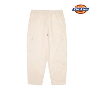 【Dickies】男款淺沙灰鬆緊褲腰多口袋設計休閒工裝長褲｜DK0A87KYF90