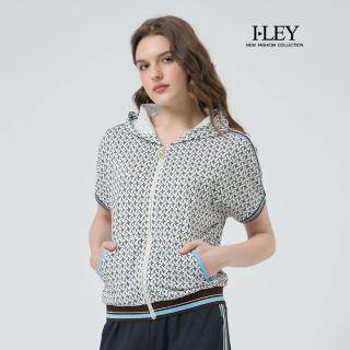 【ILEY 伊蕾】山形紋連袖連帽兩穿外套上衣(淺藍；M-2L；1252364005)