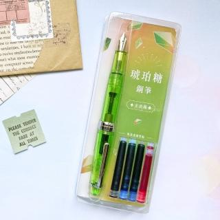 琥珀糖鋼筆–宇治綠（含萬用F筆尖＋4管卡式墨水＋用鋼筆畫可愛生活插畫手帳）墨水管2.6mm口徑