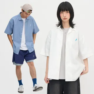 【plain-me】男女款 舒跑聯名極簡女神襯衫 CRV3328-251(男女短袖 短襯衫 外搭 休閒上衣)