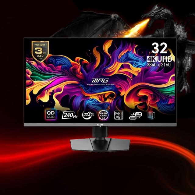 【MSI 微星】MPG 321URX QD-OLED 32型 UHD 240Hz 電競螢幕(0.03ms/ClearMR 13000)