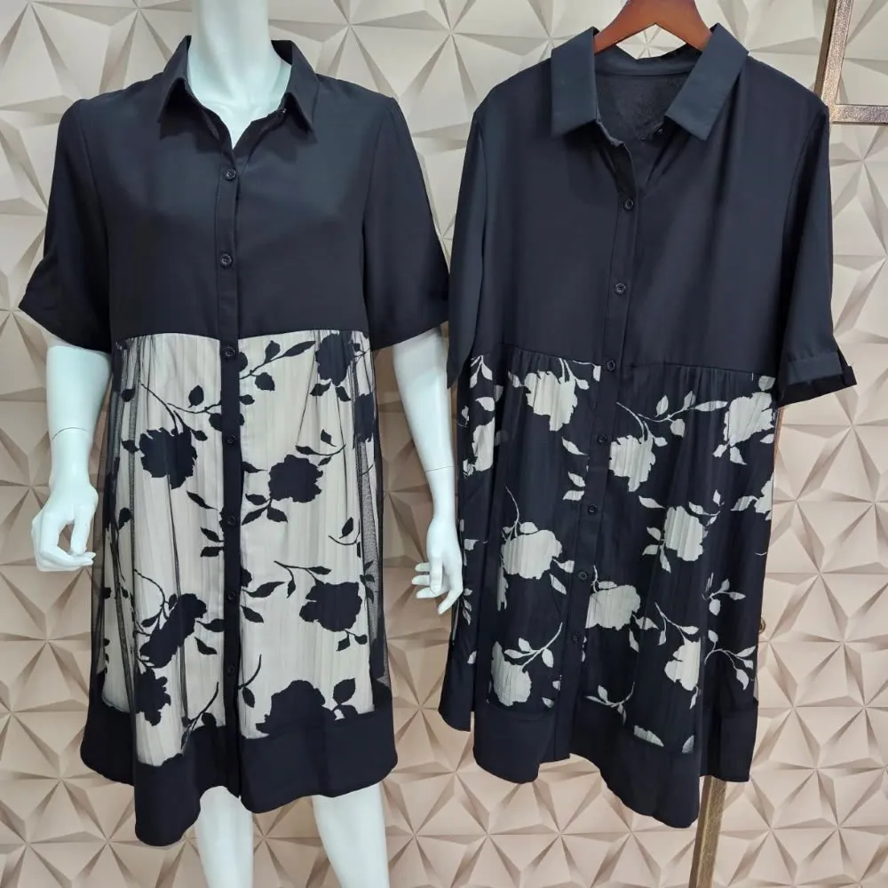 【SuperWands】領繡花網紗洋裝