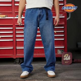 【Dickies】男款藍丹寧純棉多口袋設計直筒伐木休閒長褲｜DK0A88LU0MB