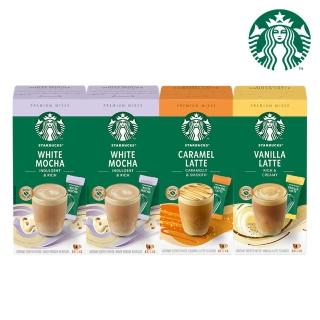【STARBUCKS 星巴克】特選系列-白雪摩卡咖啡4盒組(共16入;白雪摩卡咖啡X2+香草X1+焦糖X1)