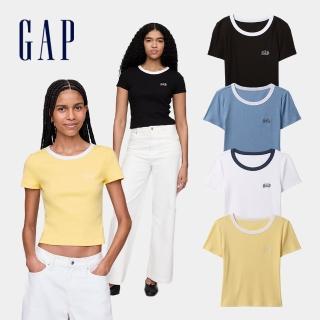 【GAP】女裝 Logo純棉刺繡圓領短袖T恤-多款任選(727444)