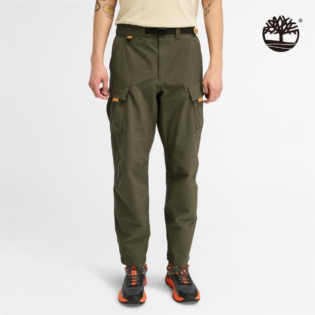 【Timberland 官方旗艦】男款軍綠色彈性快乾運動長褲(A6VBTA58)