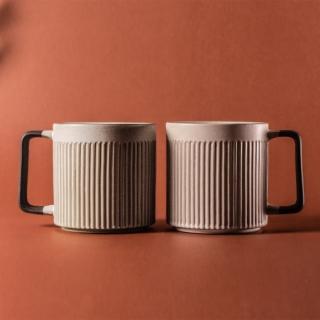 【上作美器】雙人組直紋馬克杯550ml粉引白(大容量水杯 夫妻杯 雙雙對對)