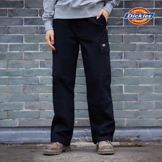 【Dickies】男款黑色兩側翻蓋式收納大口袋設計休閒工裝長褲｜DK0A87EOBLK