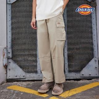 【Dickies】男款沙色兩側翻蓋式收納大口袋設計休閒工裝長褲｜DK0A87EOCH1