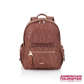 【AMERICAN TOURISTER 美國旅行者】ALIZEE DAY 日常休閒輕量筆電後揹包/女包/電腦包14吋(波浪紅)