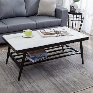 【BODEN】尼凱森3.7尺現代工業風仿石面玻璃大茶几