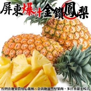 【WANG 蔬果】屏東金鑽鳳梨6-8隻x1箱(17斤/箱 果農直配 外銷等級)