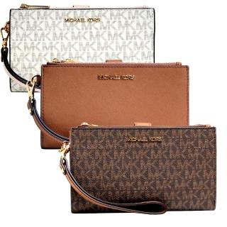 【Michael Kors】MK JET SET TRAVEL防刮皮革多功能雙層手拿長夾/手拿包/手機包/手機長夾/MK長夾(多款任選)