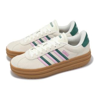 【adidas 愛迪達】休閒鞋 VL Court Bold 女鞋 厚底 增高 米白 綠 粉紅 麂皮 復古 愛迪達(JI1788)