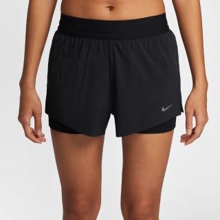 【NIKE 耐吉】短褲 女 雙層 中腰運動褲 AS W NK SWIFT DF MR 2N1 SHRT 黑 HJ5377-010