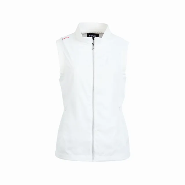 【PING】女款透氣網內裡抗UV高爾夫薄背心-白(防潑水/防風透氣/GOLF/RB25115-87)