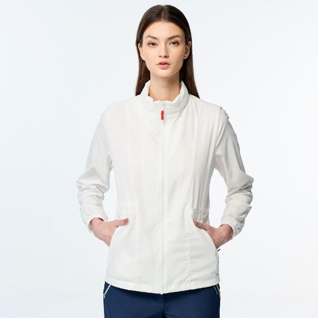 【PING】女款透氣網內裡抗UV高爾夫薄外套-白(防風透氣/防潑水/GOLF/RC25115-87)