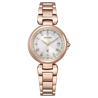 【CITIZEN 星辰】xC系列 Sakura pink櫻花粉紅金優雅電波腕錶/28mm(EC1037-69A)