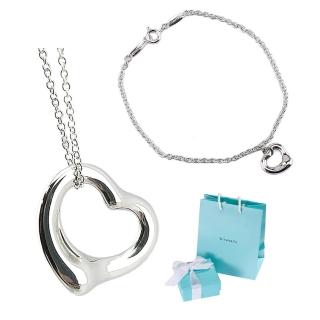【Tiffany&Co. 蒂芙尼】價差七千元-純銀Open Heart 項鍊+手鍊(兩件組)