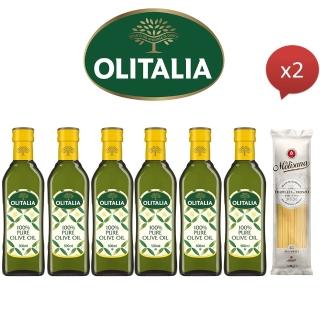 【Olitalia 奧利塔】超值純橄欖油禮盒組500mlx12瓶(+贈Molisana茉莉義大利直麵500gx2包)
