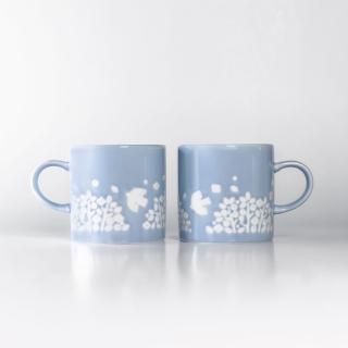 【上作美器】日本製水藍白鴿馬克杯雙人組(水杯/茶杯/咖啡杯300ml)