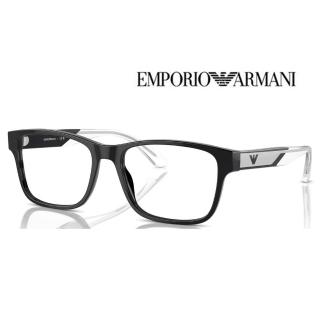 【EMPORIO ARMANI】亞曼尼 亞洲版 時尚方框光學眼鏡 EA3239F 5017 55mm 亮黑 公司貨