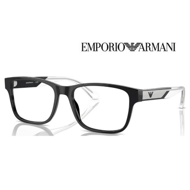 EMPORIO ARMANI 亞曼尼 亞洲版 時尚方框光學眼鏡 EA3239F 5017 55mm 亮黑 公司貨