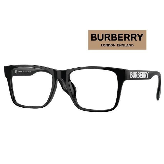 【BURBERRY 巴寶莉】亞洲版 時尚大方鏡面光學眼鏡 BE2393D 3001 55mm 亮黑 公司貨