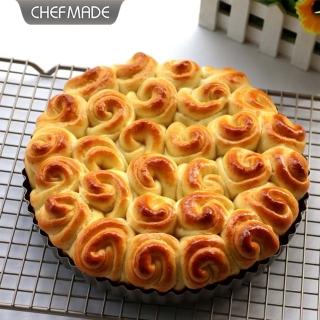 【Chefmade 學廚】9.5吋菊花邊圓塔盤(WK9063不沾活底派盤)