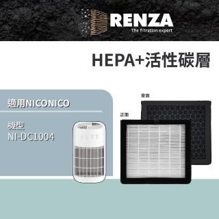 【RENZA】適用 NICONICO NI-DC1004 雙效空氣清淨電子除濕機(HEPA+活性碳濾網 濾芯 濾心)