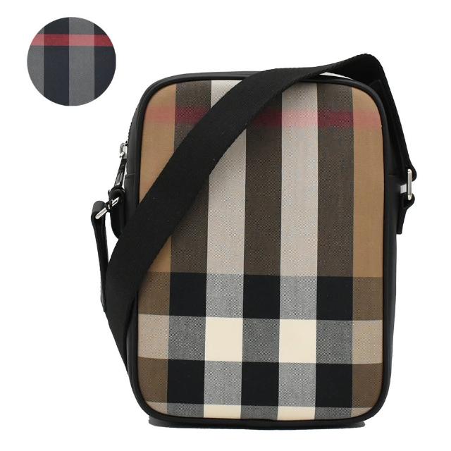 【BURBERRY 巴寶莉】PADDY 經典格紋棉布記者包直立斜背包