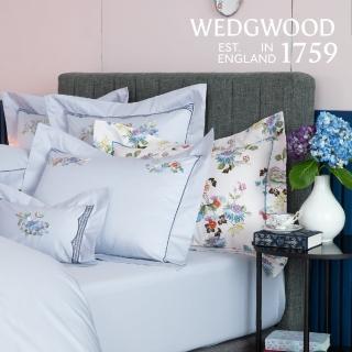 【WEDGWOOD】500織長纖棉 素面鬆緊床包一件｜花漾美境 淡雲灰(百貨款｜加大180x186cm)