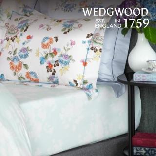 【WEDGWOOD】義大利300織長纖棉 印花鬆緊床包一件｜花漾美境 花漾粉(百貨款｜雙人150x186cm)