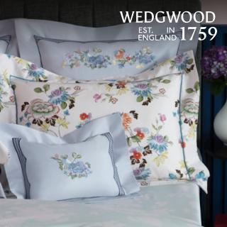 【WEDGWOOD】義大利300織長纖棉 印花歐式枕套一件｜花漾美境 花漾粉(百貨款｜51x71cm)