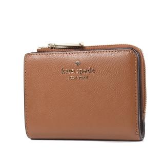 【KATE SPADE】Madison L型拉鍊袋防刮釦式短夾-焦糖色