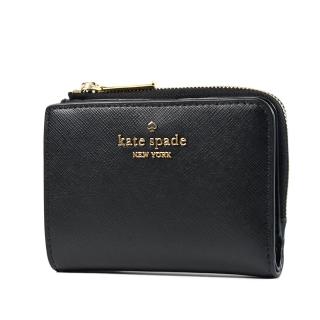 【KATE SPADE】Madison L型拉鍊袋防刮釦式短夾-黑色