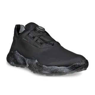 【ecco】M GOLF BIOM H5 健步旋鈕鞋帶襪套式防水高爾夫球鞋 男鞋(黑色 13802401001)