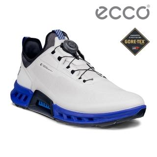 【ecco】M GOLF BIOM C4 健步旋鈕鞋帶經典防水高爾夫球鞋 男鞋(白色/藍色 13042461109)