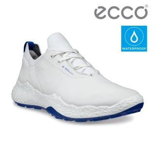 【ecco】M GOLF BIOM H5 健步襪套式真皮防水高爾夫球鞋 男鞋(白色/藍色 13801461109)