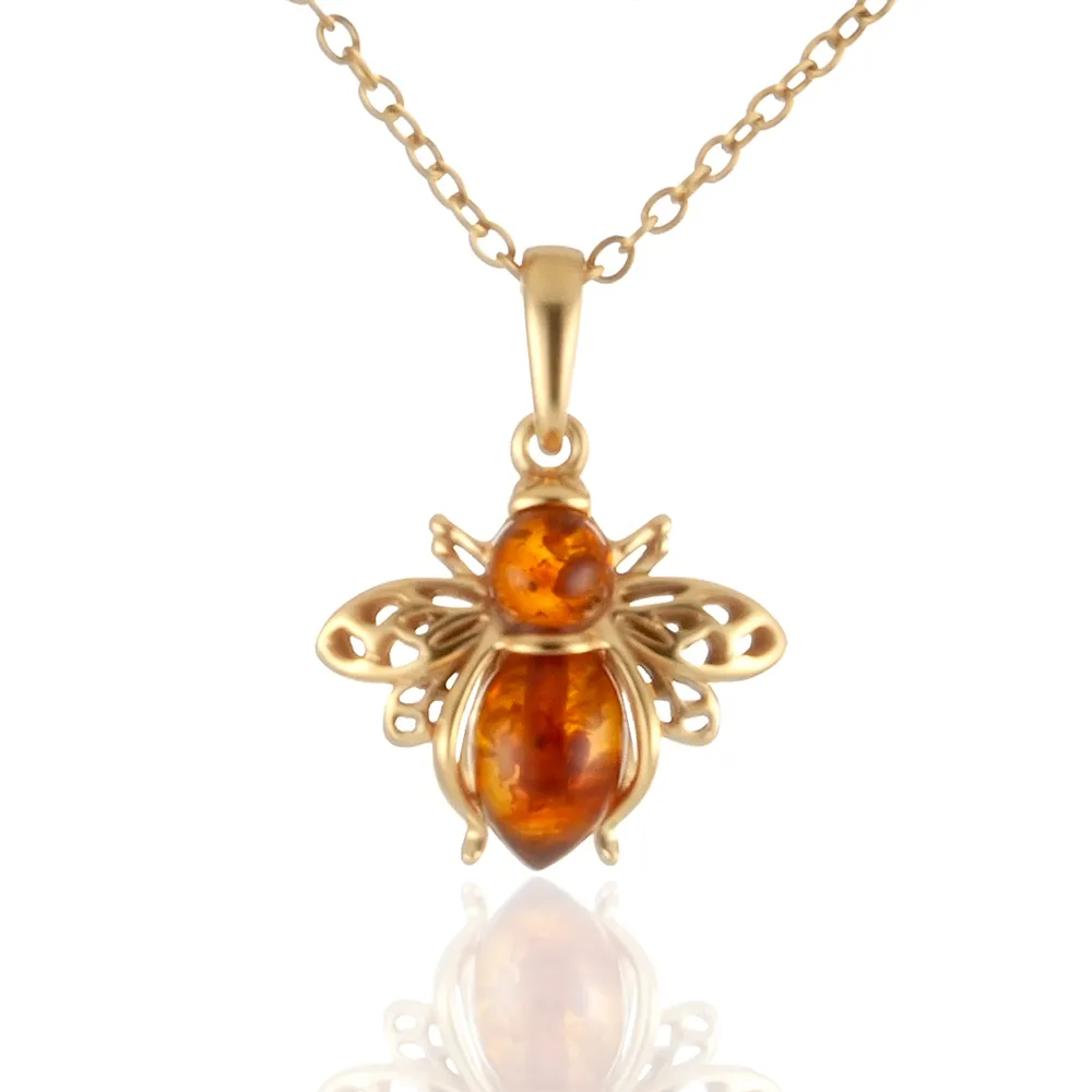 【Woogie武吉珠寶】琥珀蜜蠟設計師創作花珀項鍊(蜜蜂瓢蟲可選)