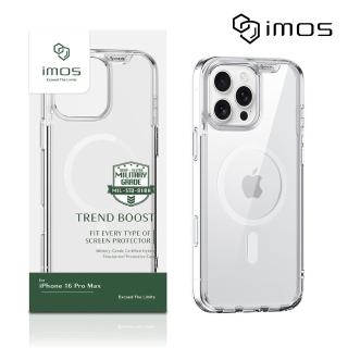 【iMos】iPhone 16 Pro Max 6.9吋 磁吸軍規防震保護殼(按鍵版-透明)