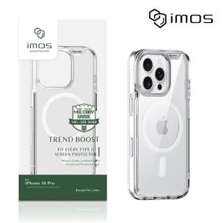 【iMos】iPhone 16 Pro 6.3吋 磁吸軍規防震保護殼(按鍵版-透明)