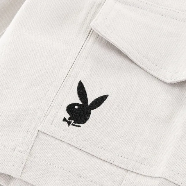 【PLAYBOY】工裝斜紋棉基礎短褲(淺灰色)