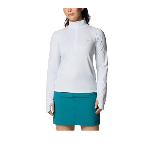 【Columbia 哥倫比亞】女款-超防曬UPF50酷涼快排半開襟長上衣-白色(UAR59820WT/JS)