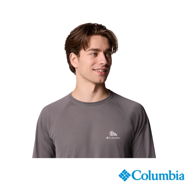 【Columbia 哥倫比亞】男款-防曬UPF50涼感快排長袖上衣-灰色(UAE96530GY/JS)