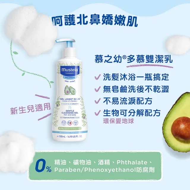 【Mustela 慕之恬廊】慕之幼 多慕雙潔乳500mlX3入(寶寶 嬰兒 沐浴洗髮精 公司貨 台灣獨家總代理)