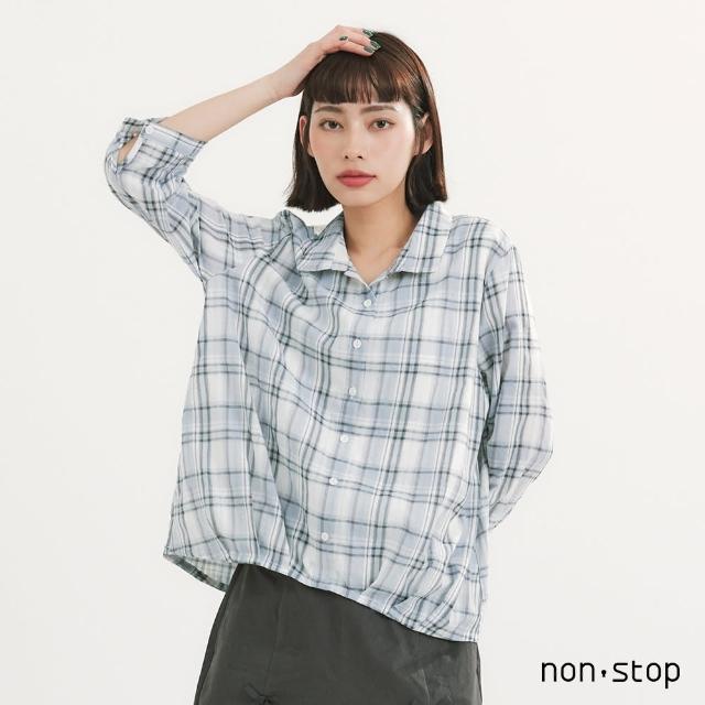 【non-stop】棉柔格紋七分袖襯衫-2色
