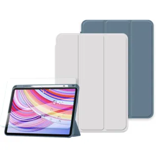 【VXTRA】小米平板Pad 7/7 Pro 軍事全防護 晶透背蓋 超纖皮紋皮套+9H玻璃貼