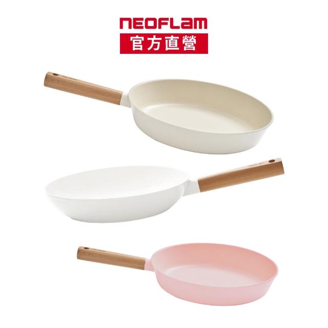 【NEOFLAM】陶瓷輕量IH雙鍋組28+26平底鍋再贈24平底鍋(IH爐可用鍋/非鐵氟龍不沾塗層/買一送一)