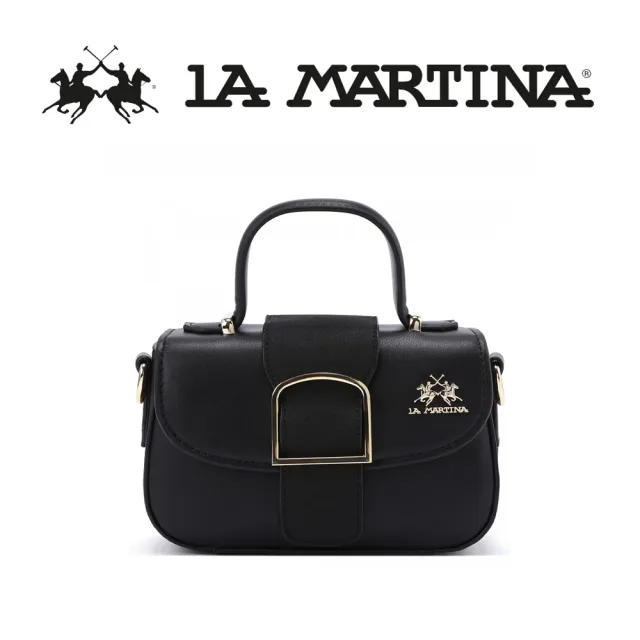 【LA MARTINA】雙11 義大利原裝進口 限量2折 頂級皮革手提包肩背包 1256T 全新專櫃展示品(黑色)
